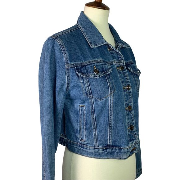 Cat Hand Painted Denim Jacket Wearable Art Tabby Artsy Chic Statement Style - Picture 7 of 10